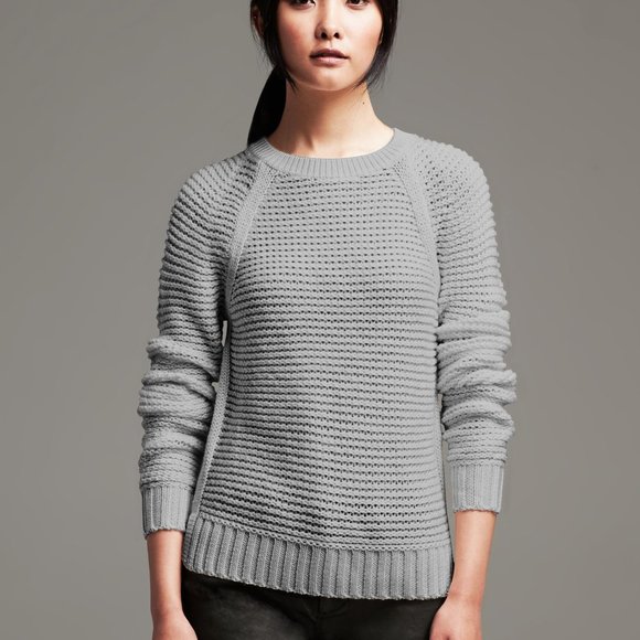 🔥 Banana Republic | Smoky Gray Chunky Knit Wool-Blend Pullover Sweater Small - Picture 1 of 6